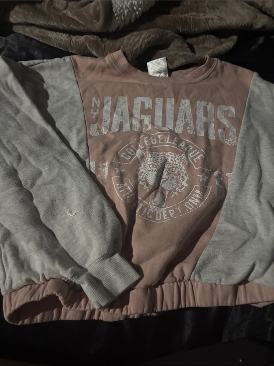 Zoe + Liv Sweaters - Zoe + Liv Jaguars Graphic Pullover - Dusty Pink & Light Gray